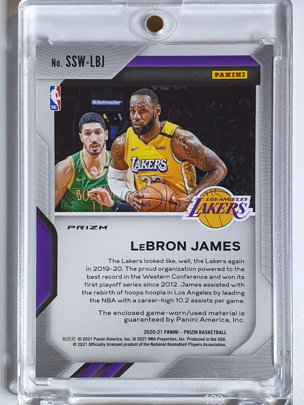 2020 Prizm LeBron James #PATCH ORANGE CRACKED ICE Game Worn Jersey - Rare