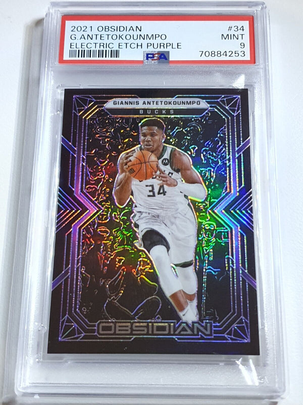 2021 Obsidian Giannis Antetokounmpo #34 PURPLE /99 Electric Etch - PSA 9 (POP 1)