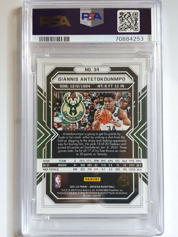 2021 Obsidian Giannis Antetokounmpo #34 PURPLE /99 Electric Etch - PSA 9 (POP 1)