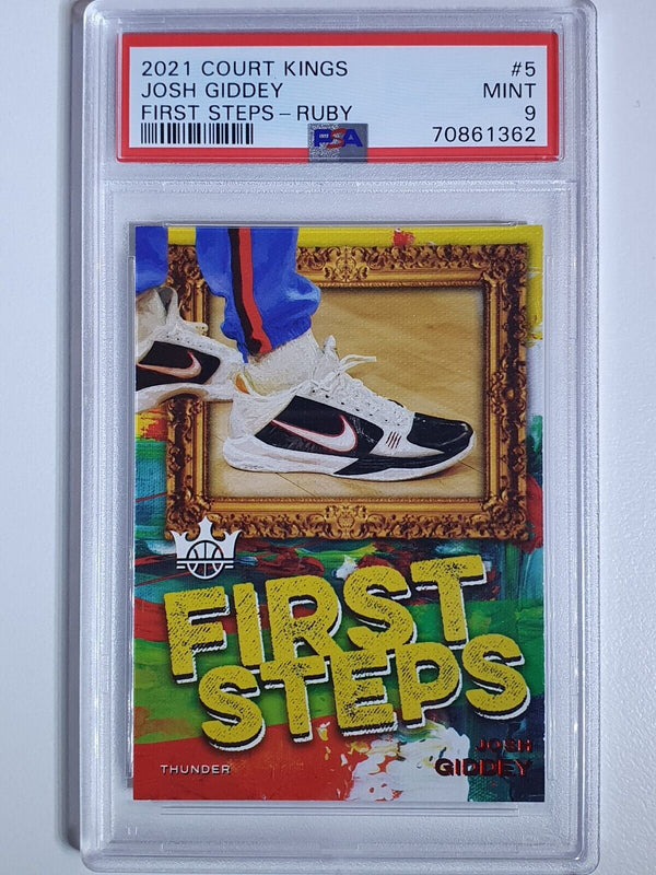 2021 Court Kings Josh Giddey Rookie #5 RUBY RED /149 First Steps - PSA 9 (POP 2)