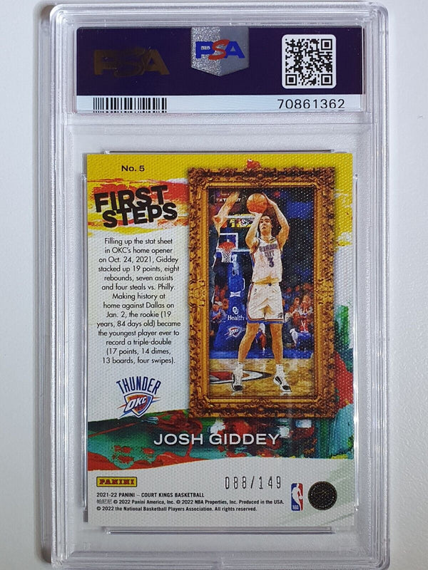 2021 Court Kings Josh Giddey Rookie #5 RUBY RED /149 First Steps - PSA 9 (POP 2)