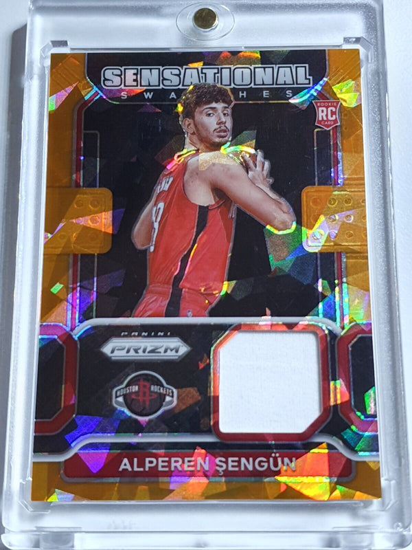 2021 Prizm Alperen Sengun Rookie #PATCH ORANGE CRACKED ICE Sensational Swatches