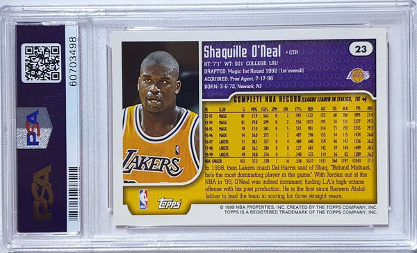 1999 Topps Shaquille O'Neal #23 - PSA 9 (LOW POP)