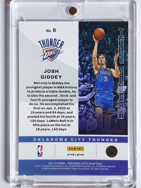 2021 Panini Contenders Optic Josh Giddey Rookie #6 RED ICE RC - Ready to Grade