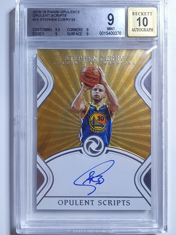 2018 Opulence Stephen Curry AUTO GOLD /25 Opulent Scripts - BGS 9 (POP 3)