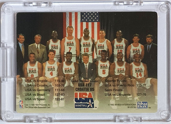 1992 NBA Hoops USA Basketball Team Card #LE PLASTIC Insert - w/ Jordan + Magic