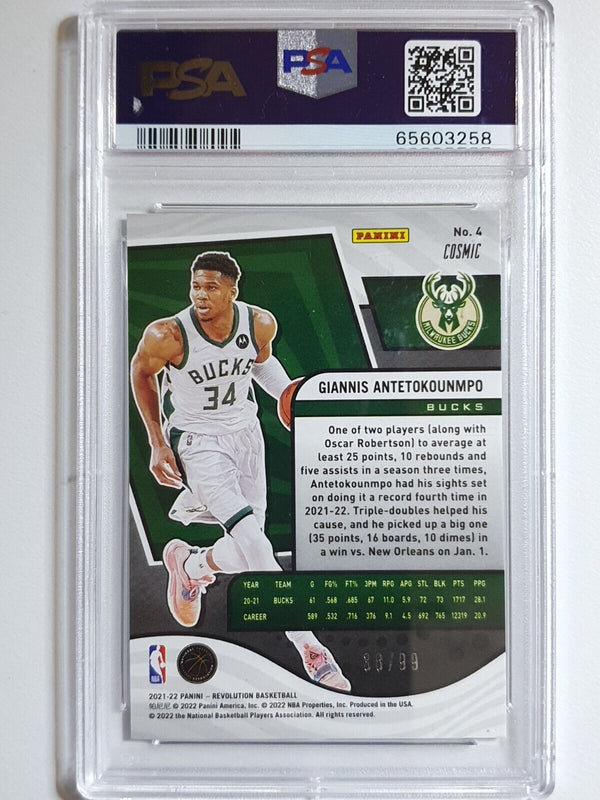 2021 Revolution Giannis Antetokounmpo #4 COSMIC /99 HOLO - PSA 9 (POP 3)