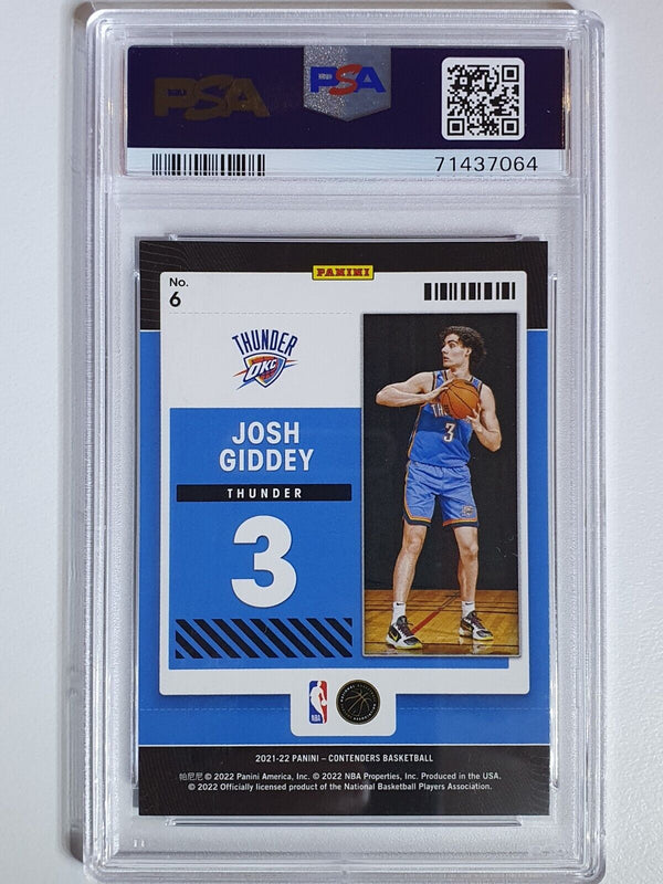 2021 Contenders Josh Giddey #6 Rookie of the Year RC - PSA 9 (POP 10)