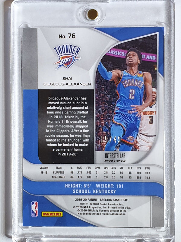 2019 Spectra Shai Gilgeous-Alexander #76 INTERSTELLAR /49 Prizm - Ready to Grade