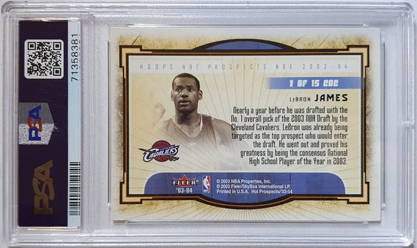 2003 Fleer Lebron James Rookie Hoops Hot Prospects Cream of the Crop - PSA 9