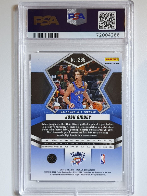 2021 Mosaic Josh Giddey Rookie #210 RED MOSAIC Holo RC - PSA 9 (POP 3)