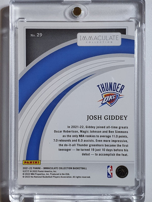 2021 Panini Immaculate Josh Giddey RC #29 SILVER /99 RC - Ready to Grade