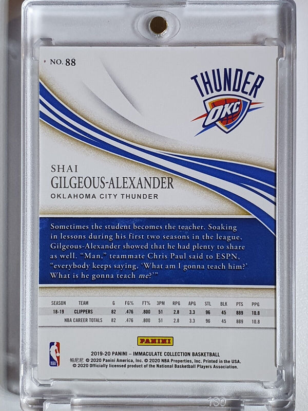 2019 Immaculate Shai Gilgeous-Alexander #88 RED /49 Edition - Ready to Grade