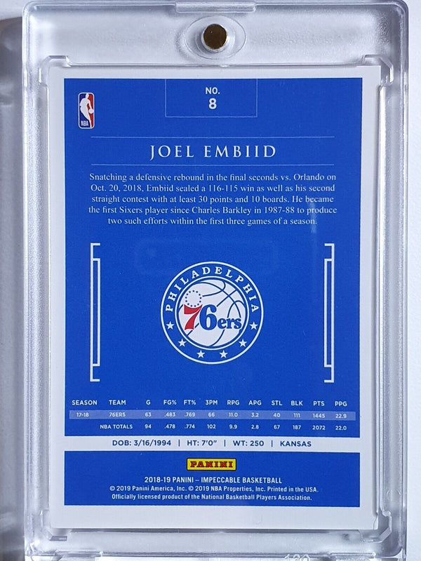 2018 Panini Impeccable Joel Embiid #8 SILVER /49 Edition - Ready to Grade