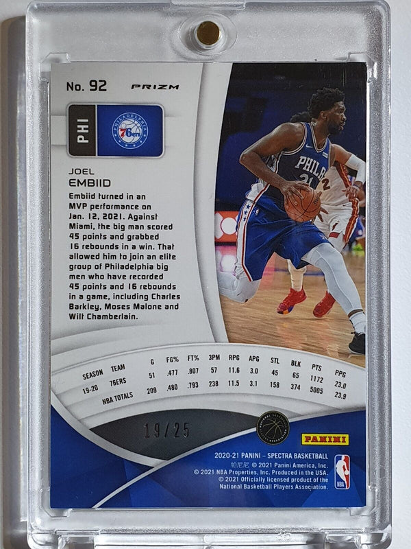 2020 Panini Spectra Joel Embiid #92 META Prizm /25 - Ready to Grade