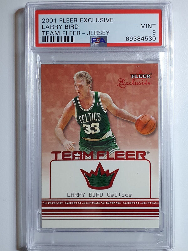 2001 Fleer Exclusive Larry Bird #PATCH /79 Game Worn Jersey - PSA 9 (POP 1)