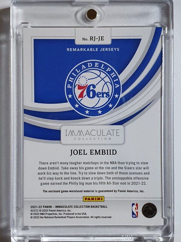 2021 Panini Immaculate Joel Embiid #PATCH /99 Game Worn Jersey - Rare