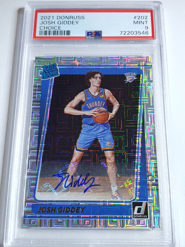 2021 Panini Donruss Josh Giddey AUTO CHOICE PRIZM Rated Rookie Autograph - PSA 9