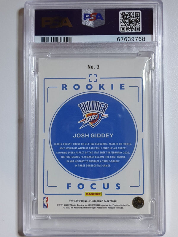 2021 Panini Photogenic Josh Giddey RC #3 Rookie Focus - PSA 9 (POP  9)