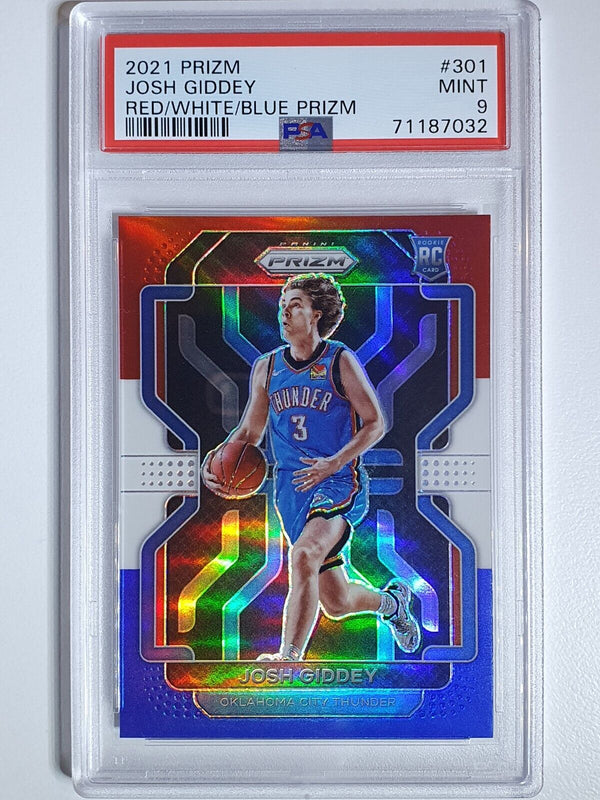 2021 Panini Prizm Josh Giddey Rookie #301 RED WHITE BLUE Holo - PSA 9 (LOW POP)