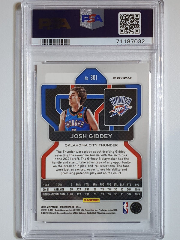 2021 Panini Prizm Josh Giddey Rookie #301 RED WHITE BLUE Holo - PSA 9 (LOW POP)