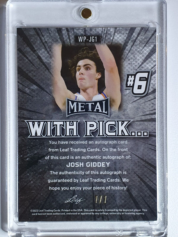 2021 Leaf Metal Josh Giddey AUTO Rookie GREEN WAVE /7 Holo RC - Rare