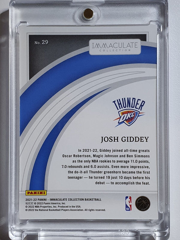 2021 Panini Immaculate Josh Giddey RC #29 BLUE /25 RC - Ready to Grade