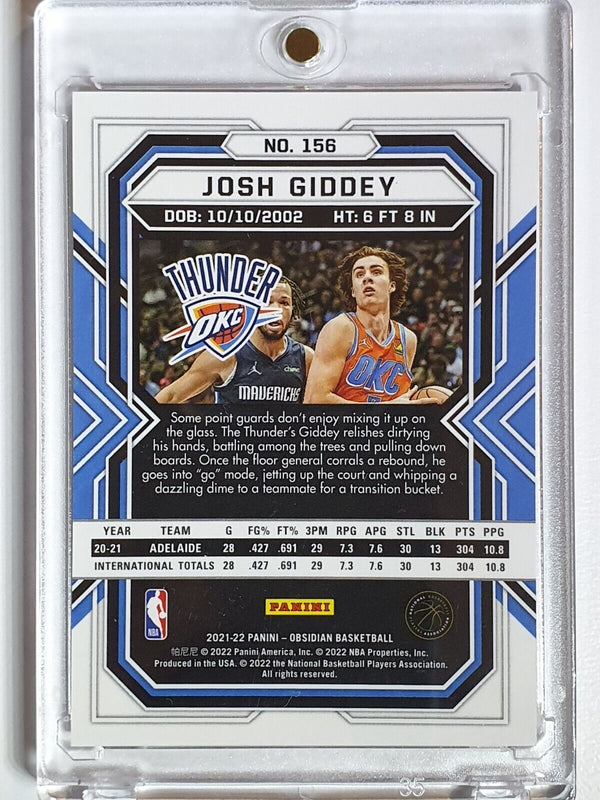 2021 Panini Obsidian Josh Giddey Rookie #156 PULSAR Holo - Ready to Grade