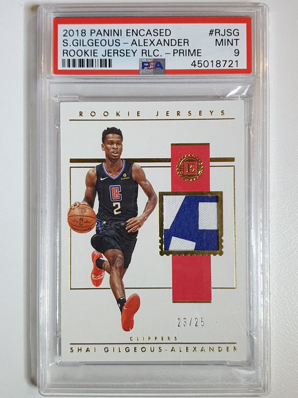 2018 Encased Shai Gilgeous-Alexander Rookie #PATCH GOLD /25 PRIME Jersey - PSA 9