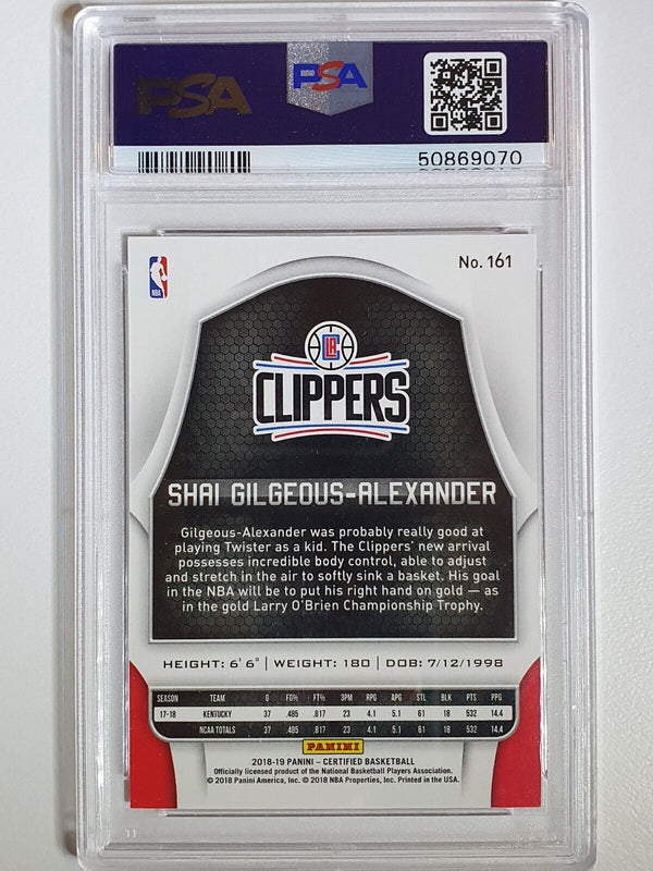 2018 Certified Shai Gilgeous-Alexander Rookie MIRROR RED /299 Holo RC - PSA 9