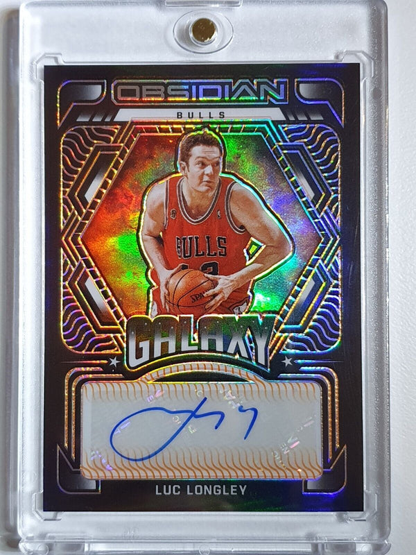 2021 Panini Obsidian Luc Longley AUTO PURPLE /75 Holo Galaxy Autographs - Rare