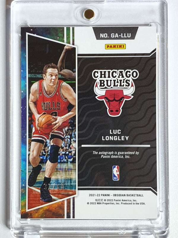 2021 Panini Obsidian Luc Longley AUTO PURPLE /75 Holo Galaxy Autographs - Rare