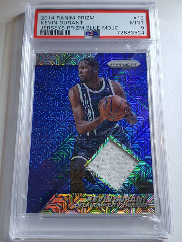 2014 Prizm Kevin Durant #PATCH BLUE MOJO Game Worn Jersey - PSA 9 (POP 3)