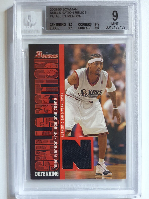 2005 Bowman Allen Iverson #PATCH Game Worn Jersey - BGS 9 (POP 3)