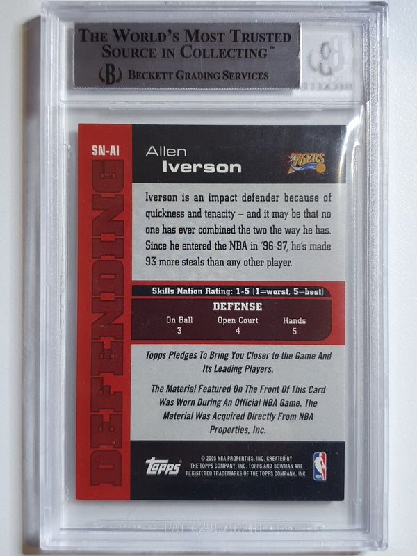 2005 Bowman Allen Iverson #PATCH Game Worn Jersey - BGS 9 (POP 3)