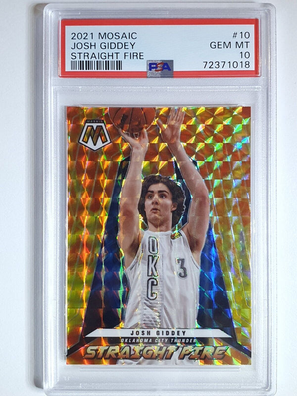 2021 Panini Mosaic Josh Giddey Rookie Straight Fire RC - PSA 10 (POP 5)