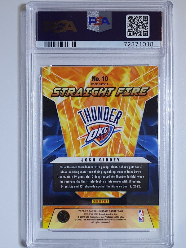 2021 Panini Mosaic Josh Giddey Rookie Straight Fire RC - PSA 10 (POP 5)