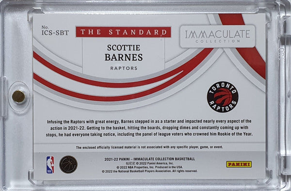 2021 Panini Immaculate Scottie Barnes Rookie #PATCH /99 The Standard Jersey