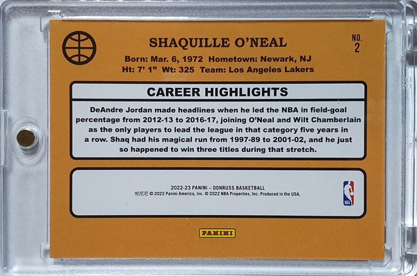 2022 Donruss Shaquille O'Neal #2 DIAMOND Holo Retro Series  - Ready for Grading