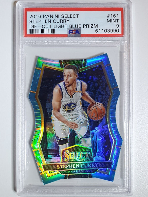 2016 Select Stephen Curry #161 LIGHT BLUE PRIZM /199 Die-Cut - PSA 9 (POP 8)
