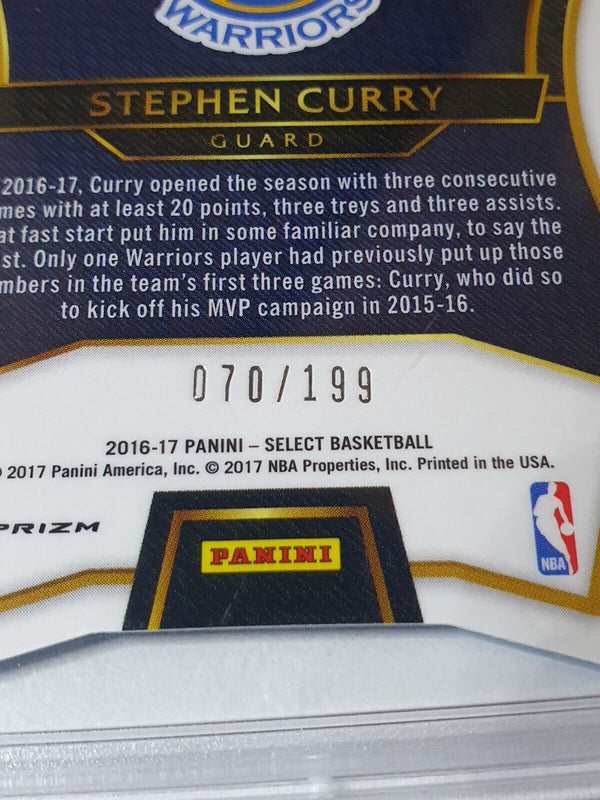 2016 Select Stephen Curry #161 LIGHT BLUE PRIZM /199 Die-Cut - PSA 9 (POP 8)