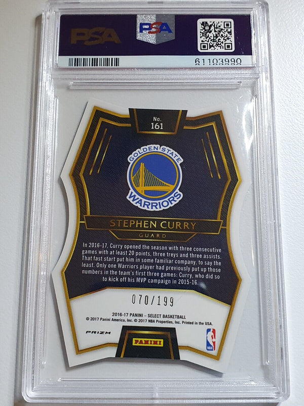 2016 Select Stephen Curry #161 LIGHT BLUE PRIZM /199 Die-Cut - PSA 9 (POP 8)