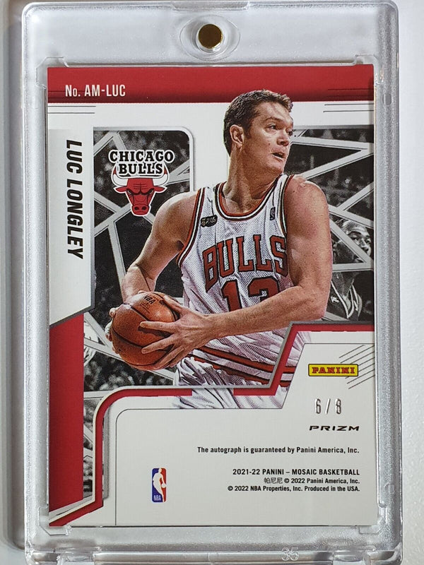 2021 Mosaic Luc Longley AUTO BLACK GOLD /8 Holo Autographs - Very Rare