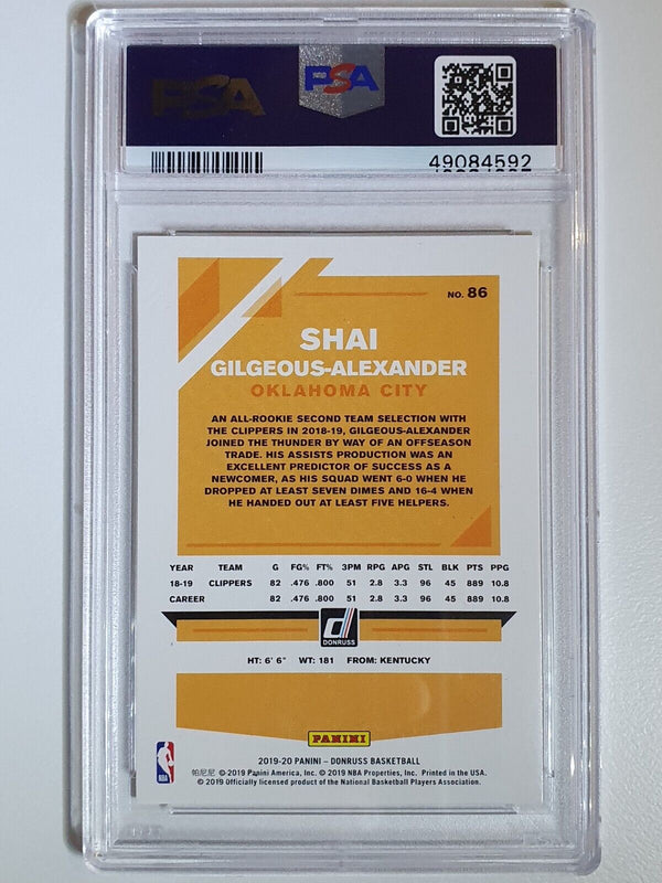 2019 Donruss Shai Gilgeous-Alexander PRESS PROOF GOLD LASER /10 - PSA 9 (POP 1)