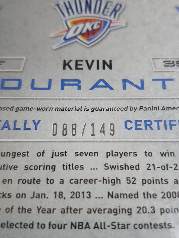 2013 Totally Certified Kevin Durant #PATCH RED /149 Worn Jersey - PSA 9 (POP 1)