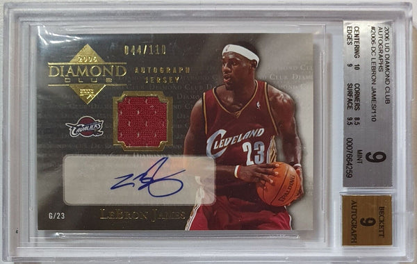 2006 UD Diamond Club Lebron James PATCH AUTO /110 Autograph - BGS 9 (POP 1)