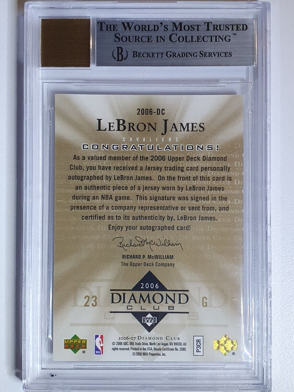 2006 UD Diamond Club Lebron James PATCH AUTO /110 Autograph - BGS 9 (POP 1)