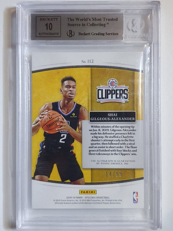2018 Opulence Shai Gilgeous-Alexander Rookie AUTO /99 Autographs - BGS 9 (POP 4)
