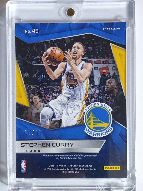 2015 Panini Spectra Stephen Curry #PATCH BLUE HOLO /49 Game Worn Jersey - Rare
