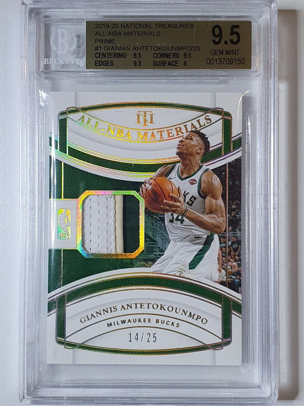 National Treasures Giannis Antetokounmpo PRIME PATCH /25 Jersey BGS 9.5 (POP 1)